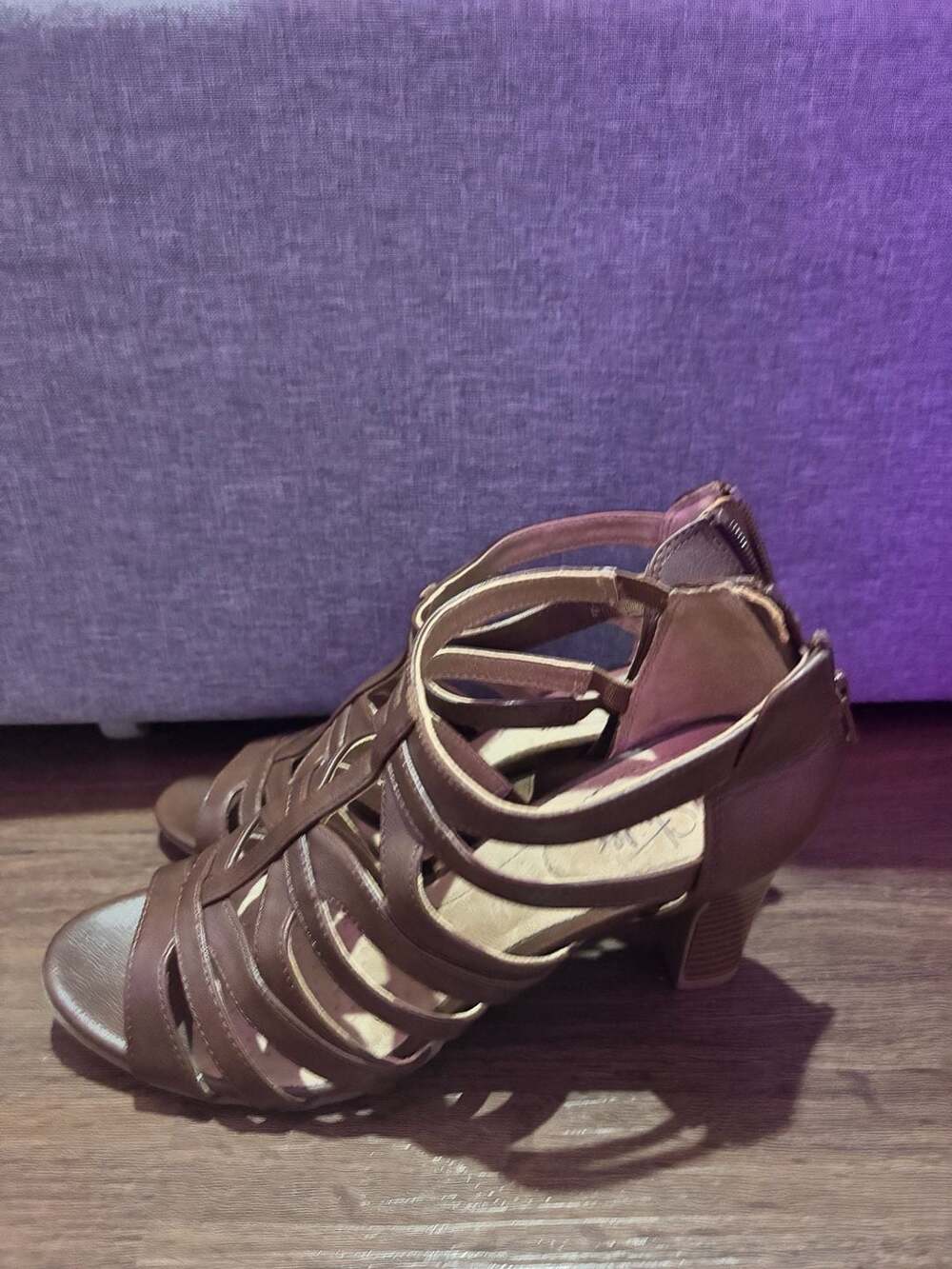 LifeStride Women's Brown Strappy Block Heel Sandals Size 7.5